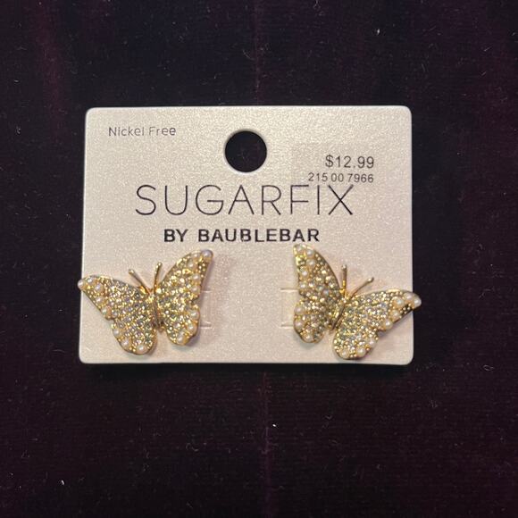 Sugarfix by BaubleBar Crystal Wings Butterfly Stud Statement Earrings - Picture 1 of 4